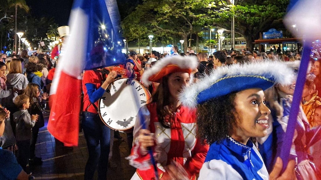 Kanak drummers leading a troupe at Nouméa Carnival